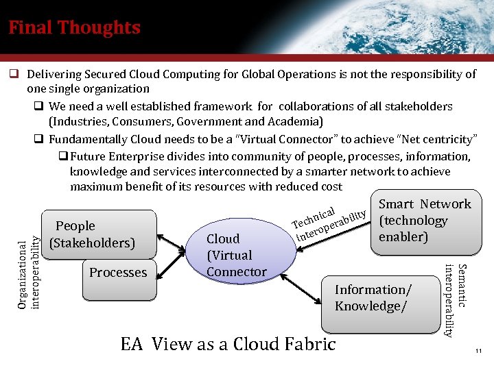 Final Thoughts People (Stakeholders) Processes Cloud (Virtual Connector al y hnic rabilit ec pe