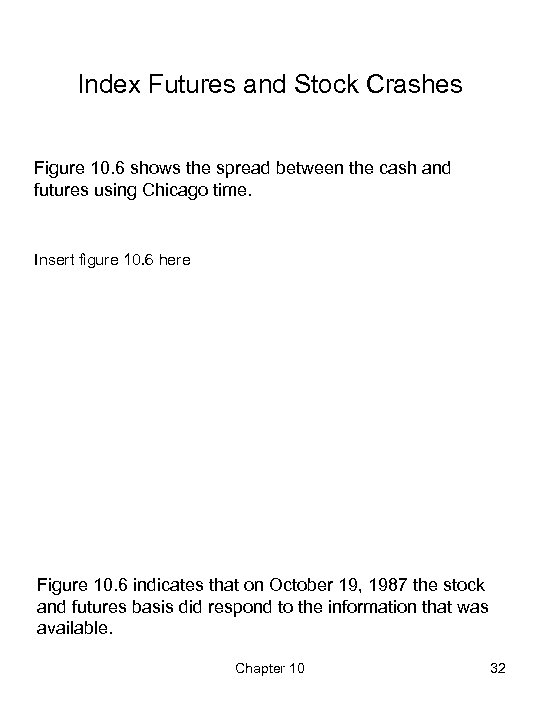 Index Futures and Stock Crashes Figure 10. 6 shows the spread between the cash