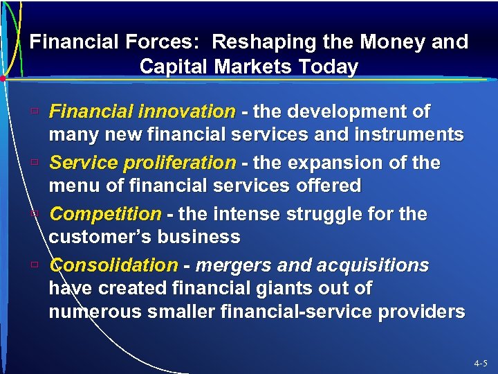 Financial Forces: Reshaping the Money and Capital Markets Today ù Financial innovation - the