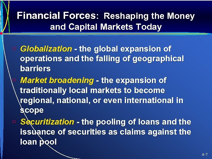 Financial Forces: Reshaping the Money and Capital Markets Today ù Globalization - the global