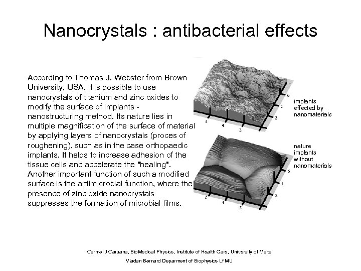 Nanocrystals : antibacterial effects According to Thomas J. Webster from Brown University, USA, it