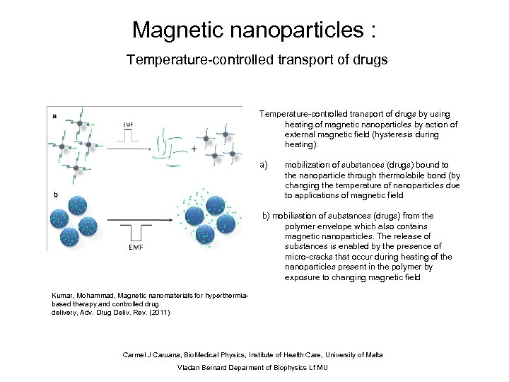 Magnetic nanoparticles : Temperature-controlled transport of drugs by using heating of magnetic nanoparticles by