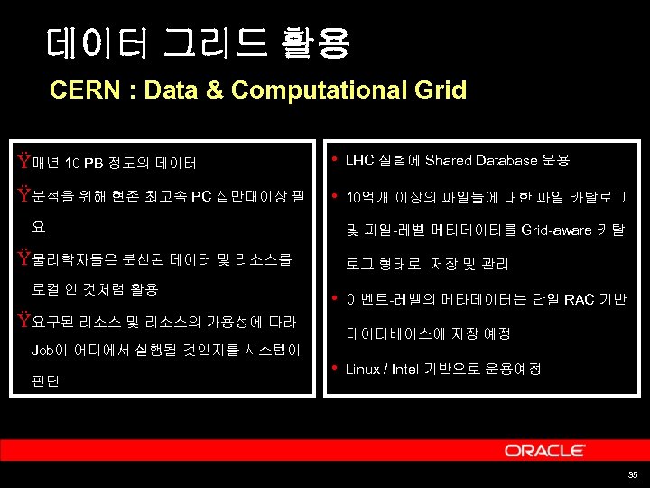 데이터 그리드 활용 CERN : Data & Computational Grid Ÿ매년 10 PB 정도의 데이터