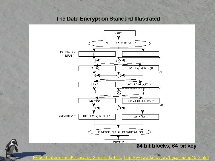 The Data Encryption Standard Illustrated 64 bit blocks, 64 bit key Federal Information. Processing