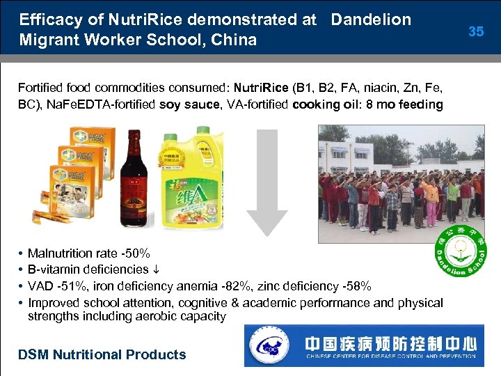 Efficacy of Nutri. Rice demonstrated at Dandelion Migrant Worker School, China Fortified food commodities