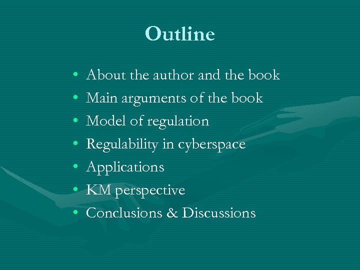 Outline • • About the author and the book Main arguments of the book