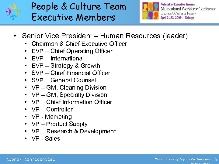 People & Culture Team Executive Members • Senior Vice President – Human Resources (leader)