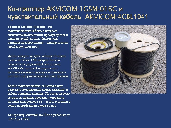 Контроллер AKVICOM-1 GSM-016 C и чувствительный кабель AKVICOM-4 CBL 1041 Главный элемент системы -