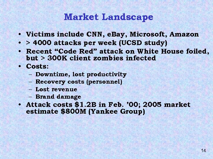 Market Landscape • Victims include CNN, e. Bay, Microsoft, Amazon • > 4000 attacks