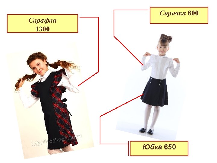 Сарафан 1300 Сорочка 800 Юбка 650 