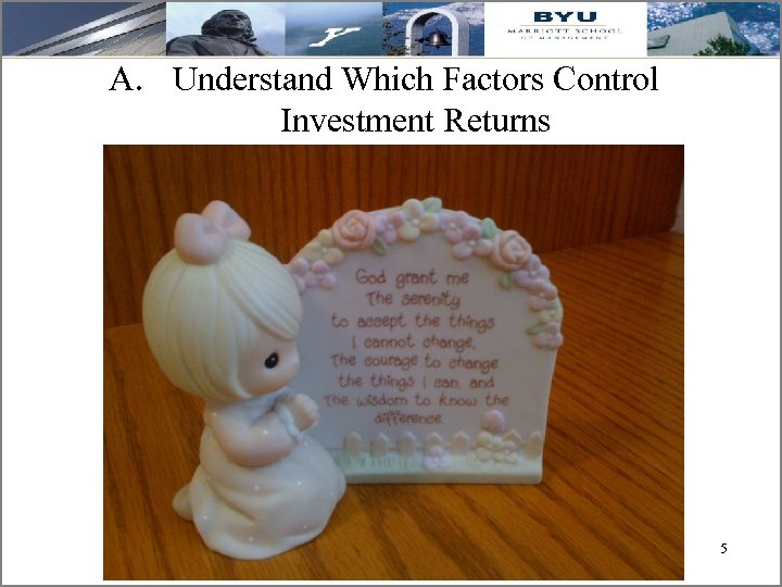 A. Understand Which Factors Control Investment Returns 55 