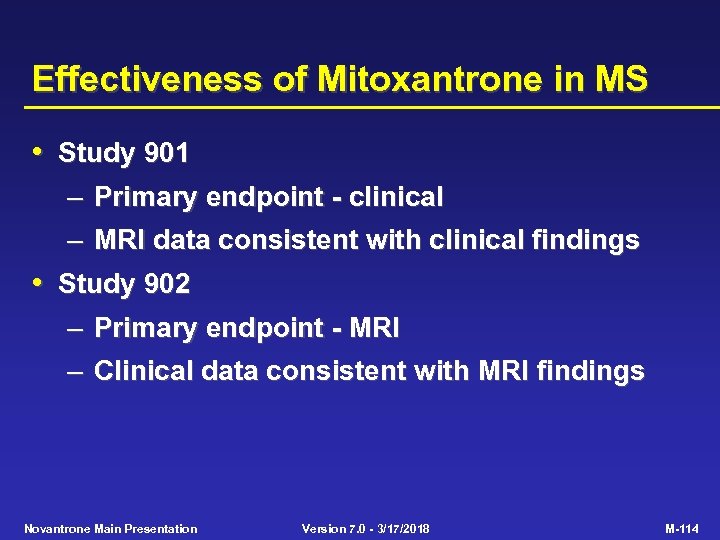 Effectiveness of Mitoxantrone in MS • Study 901 – Primary endpoint - clinical –