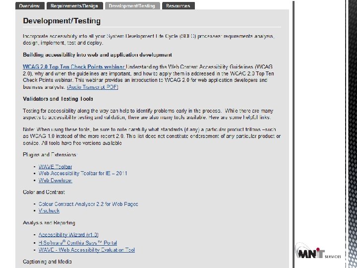 List of testing resources on MN. IT website 