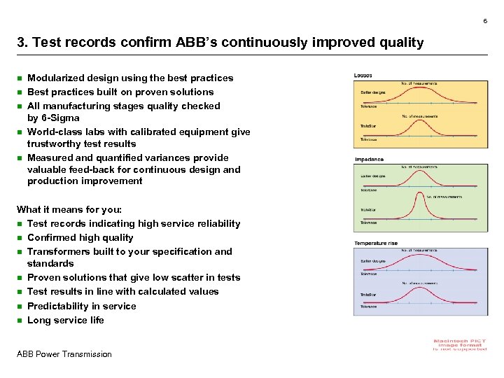 6 3. Test records confirm ABB’s continuously improved quality n n n Modularized design