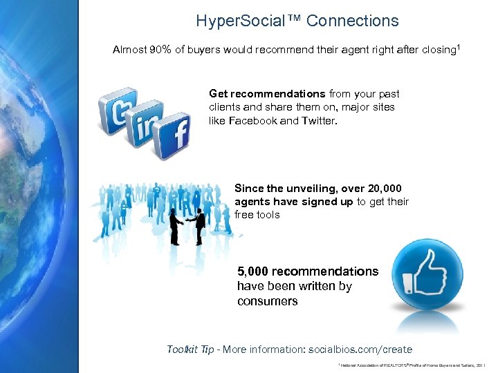 Hyper. Social™ Connections Almost 90% of buyers would recommend their agent right after closing