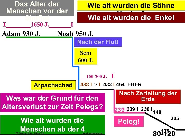 Das Alter der Menschen vor der Sintflut Wie alt wurden die Söhne Noahs ?