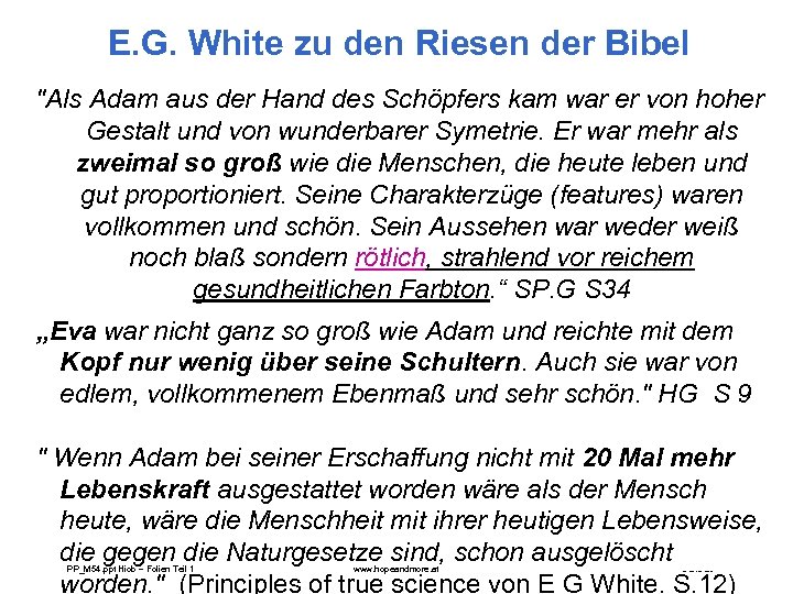 E. G. White zu den Riesen der Bibel "Als Adam aus der Hand des