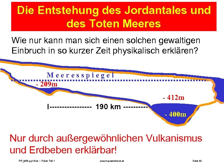 Die Entstehung des Jordantales und des Toten Meeres Wie nur kann man sich einen