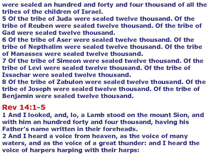 were sealed an hundred and forty and four thousand of all the tribes of