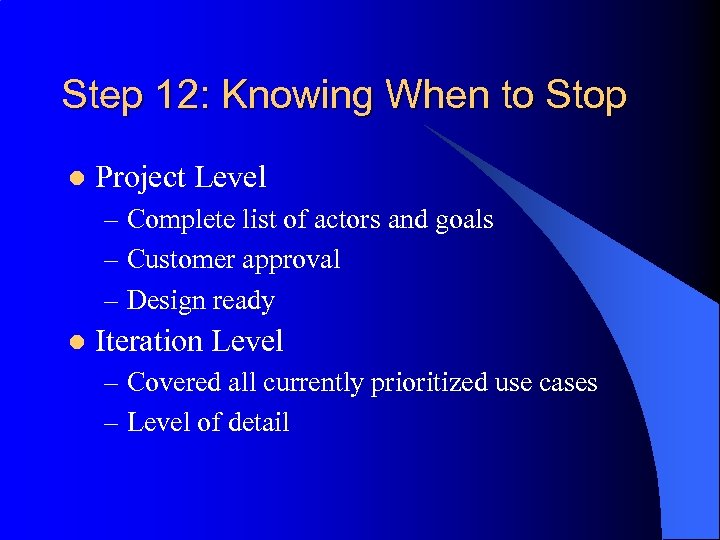 Step 12: Knowing When to Stop l Project Level – Complete list of actors