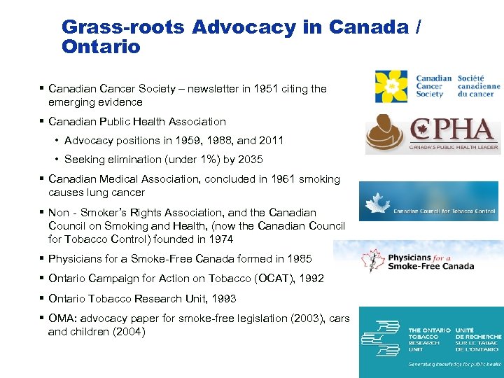 Grass-roots Advocacy in Canada / Ontario § Canadian Cancer Society – newsletter in 1951