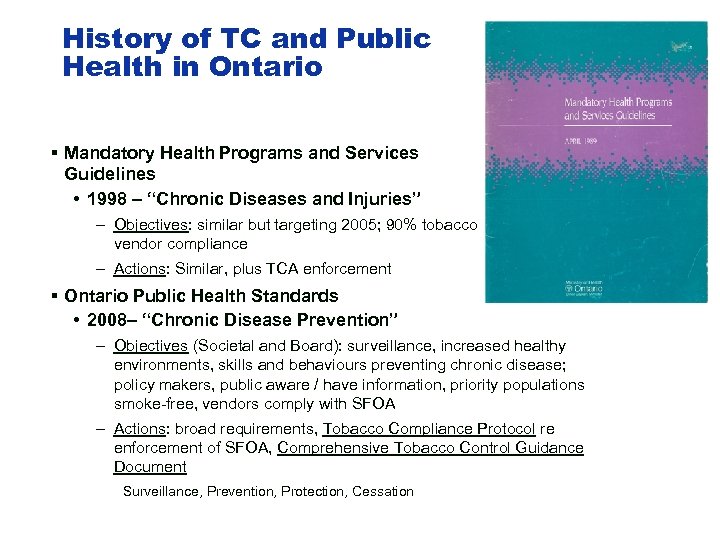 History of TC and Public Health in Ontario § Mandatory Health Programs and Services