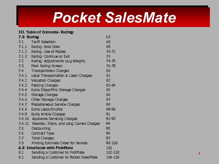 Pocket Sales. Mate III. Table of Contents- Rating: 7. 0 Rating 7. 1 Tariff