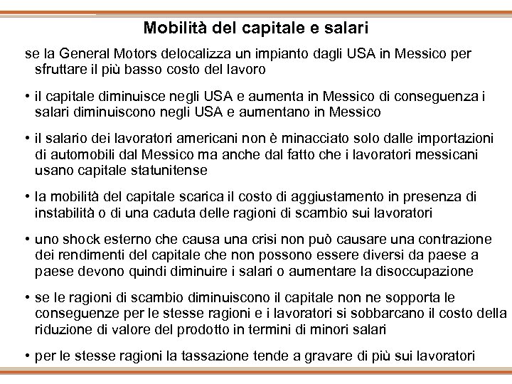 Mobilità del capitale e salari se la General Motors delocalizza un impianto dagli USA