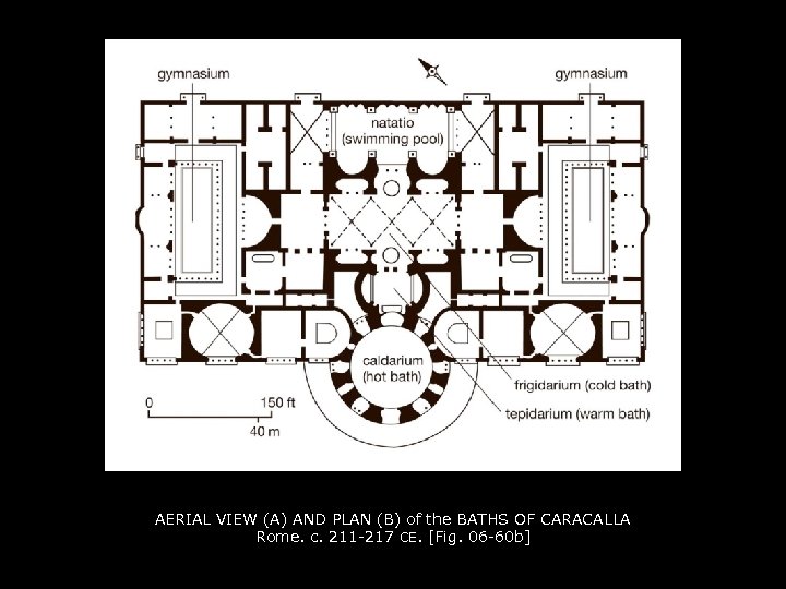 AERIAL VIEW (A) AND PLAN (B) of the BATHS OF CARACALLA Rome. c. 211