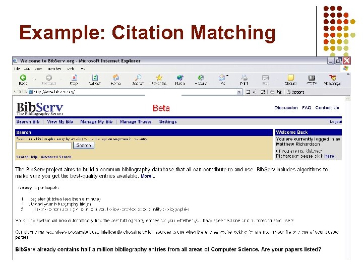 Example: Citation Matching 
