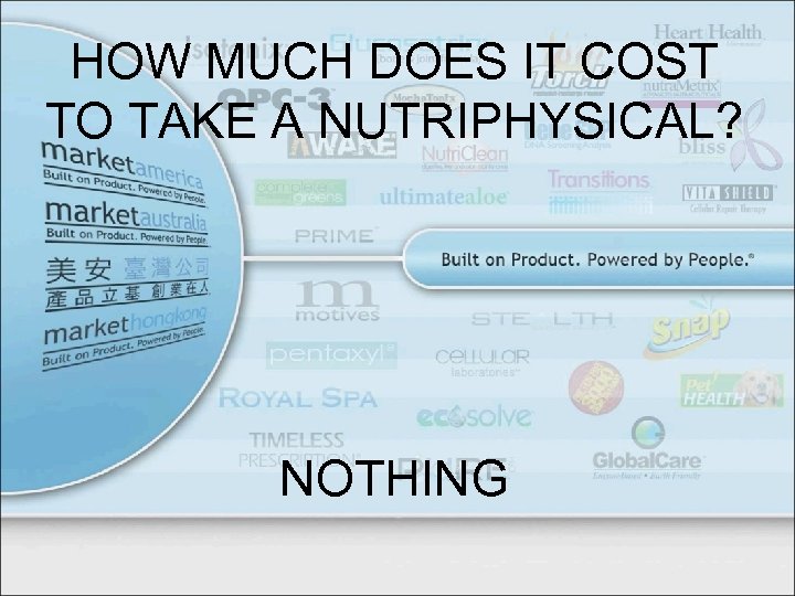HOW MUCH DOES IT COST TO TAKE A NUTRIPHYSICAL? NOTHING 