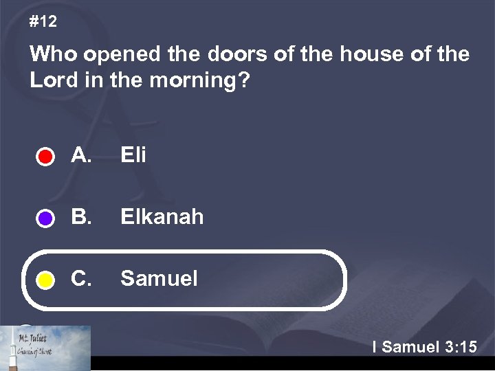 #12 Who opened the doors of the house of the Lord in the morning?