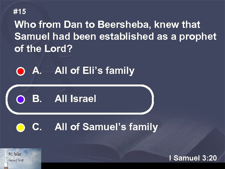 #15 Who from Dan to Beersheba, knew that Samuel had been established as a