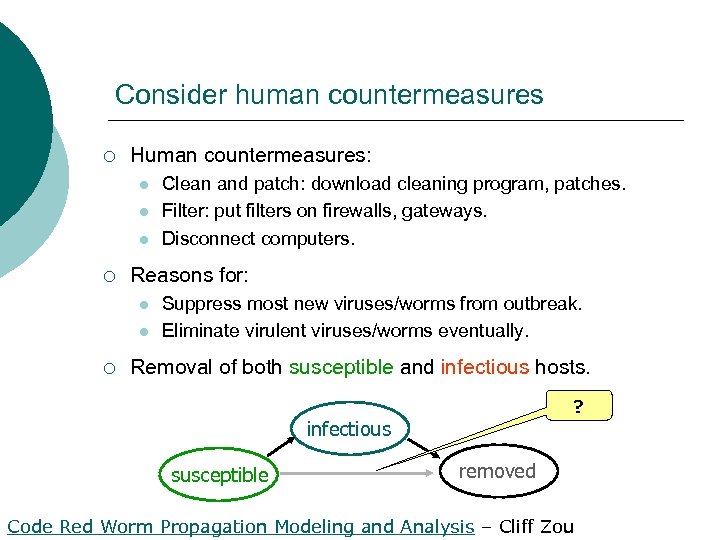 Consider human countermeasures ¡ Human countermeasures: l l l ¡ Reasons for: l l