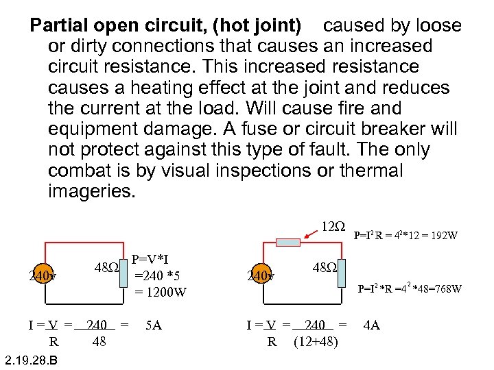 Partial open circuit, (hot joint) caused by loose or dirty connections that causes an
