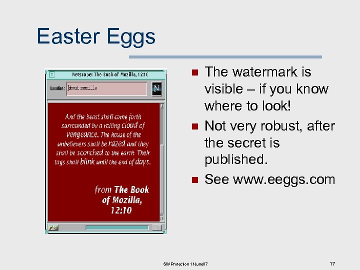 Easter Eggs n n n The watermark is visible – if you know where