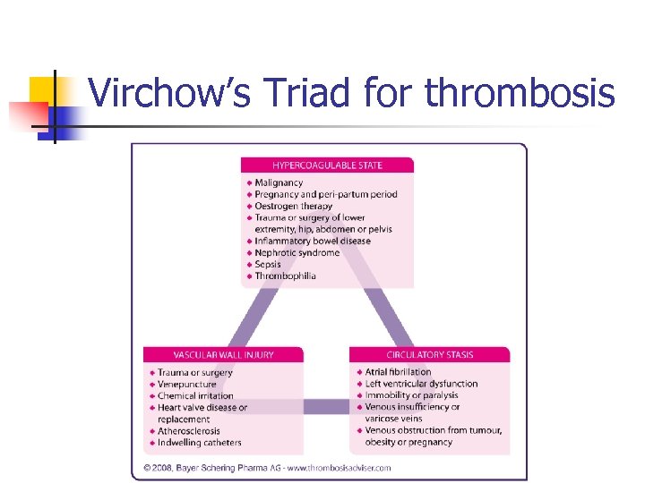 Virchow’s Triad for thrombosis 