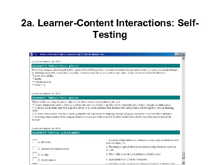 2 a. Learner-Content Interactions: Self. Testing 