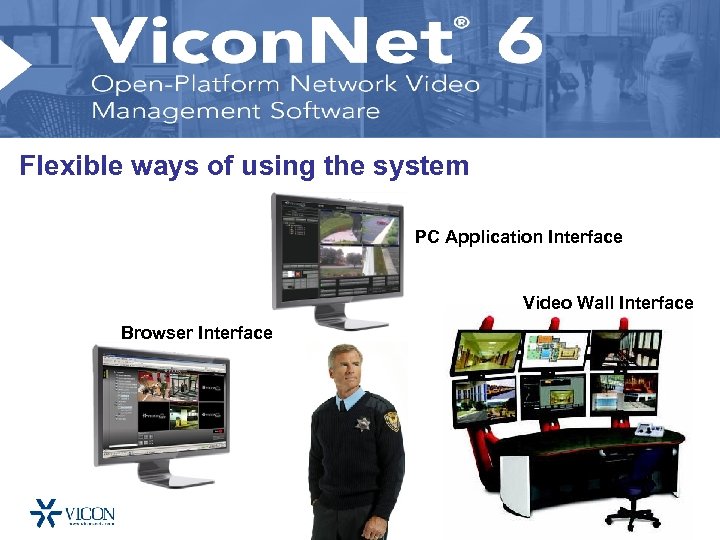 Flexible ways of using the system PC Application Interface Video Wall Interface Browser Interface