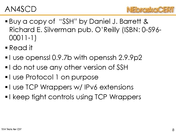 AN 4 SCD § Buy a copy of “SSH” by Daniel J. Barrett &