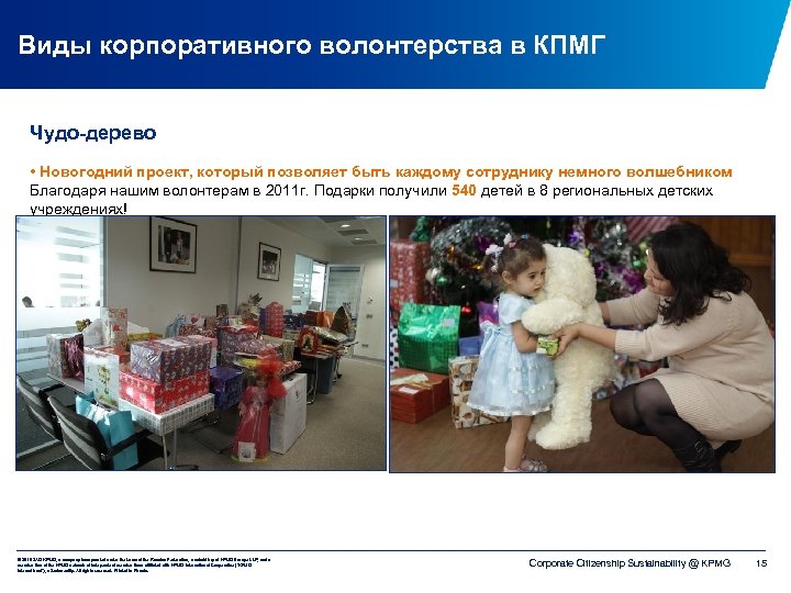 Виды корпоративного волонтерства в КПМГ Чудо-дерево • Новогодний проект, который позволяет быть каждому сотруднику
