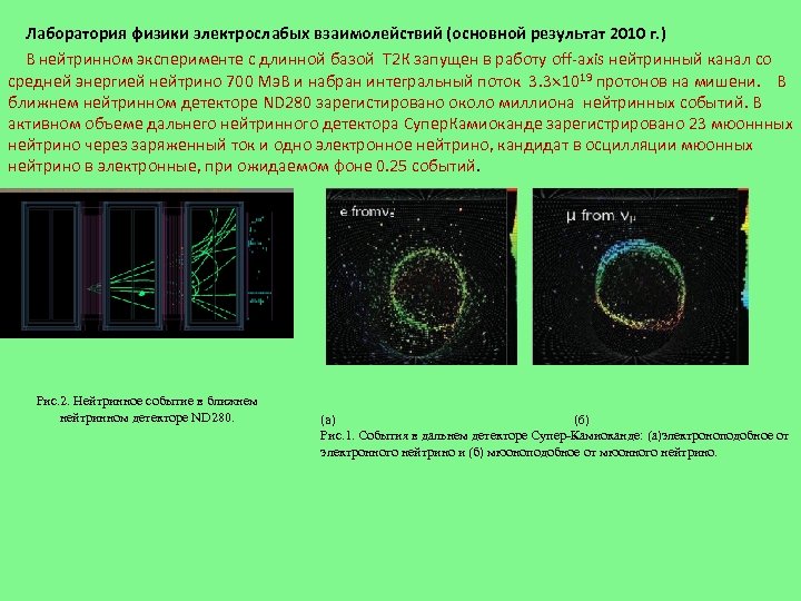 Лаборатория физики электрослабых взаимолействий (основной результат 2010 г. ) В нейтринном эксперименте с длинной