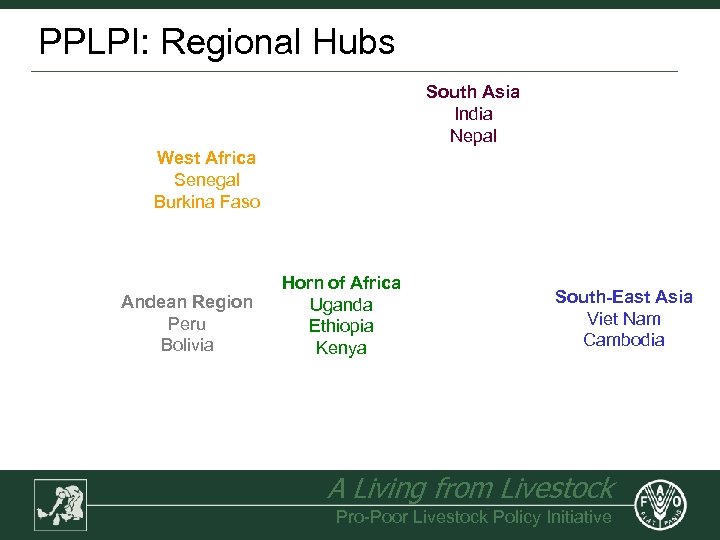 PPLPI: Regional Hubs South Asia India Nepal West Africa Senegal Burkina Faso Andean Region