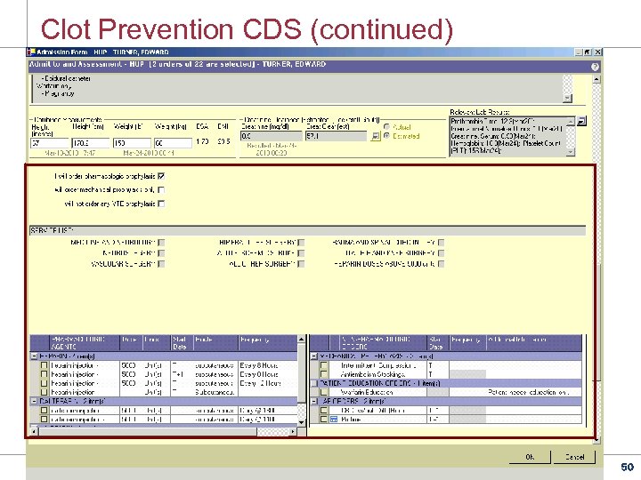 Clot Prevention CDS (continued) 50 