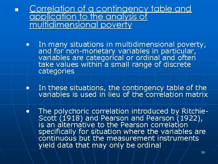 n Correlation of a contingency table and application to the analysis of multidimensional poverty