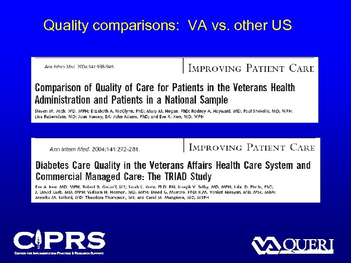 Quality comparisons: VA vs. other US 