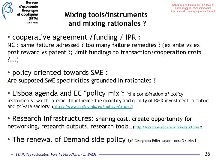 Mixing tools/instruments and mixing rationales ? • cooperative agreement /funding / IPR : NC