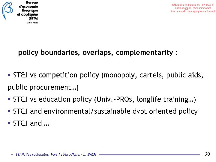 policy boundaries, overlaps, complementarity : § ST&I vs competition policy (monopoly, cartels, public aids,