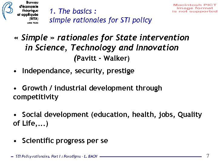 1. The basics : simple rationales for STI policy « Simple » rationales for