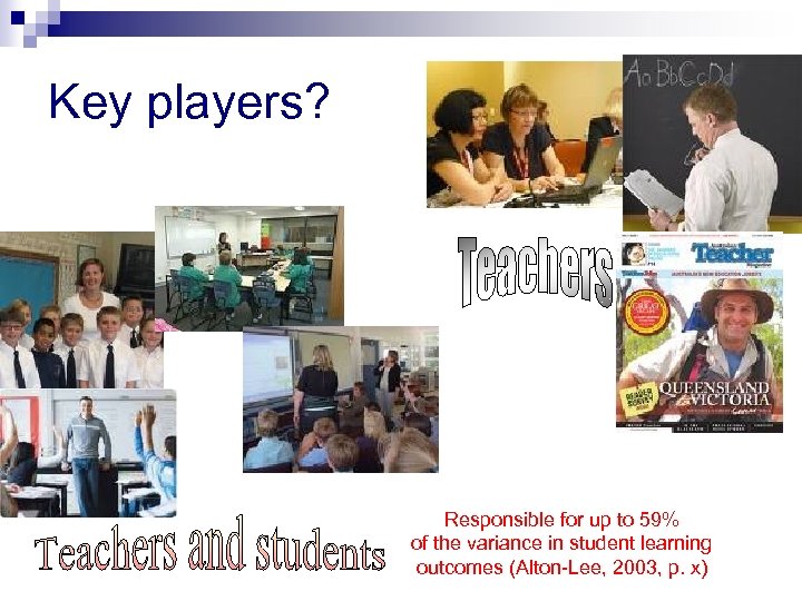 Key players? Responsible for up to 59% of the variance in student learning outcomes